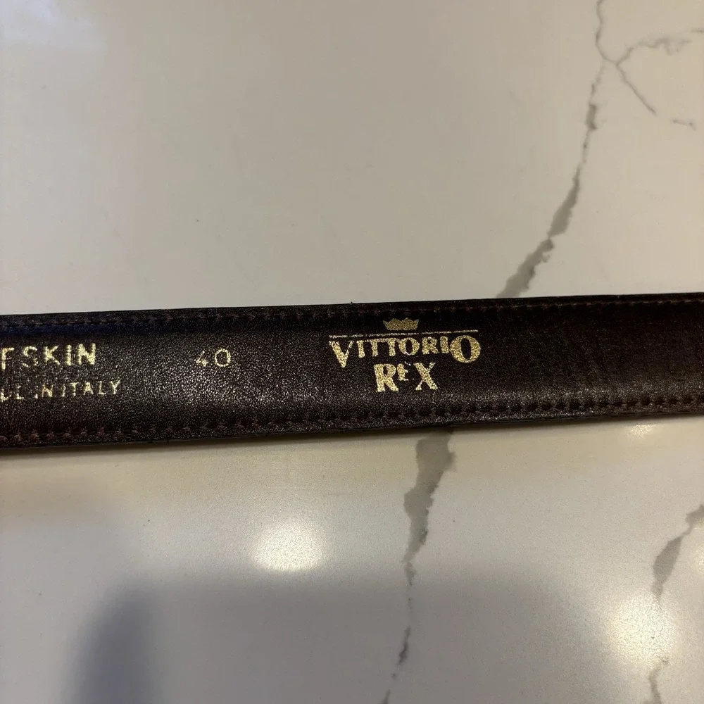 Vittorio Rex Handmade Calfskin Italian‎ Leather Belt Brown Size 40 Fits 35-40